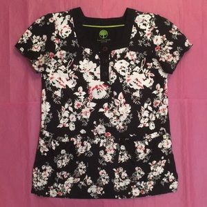 Healing Hands Floral Scrub Top Size Small